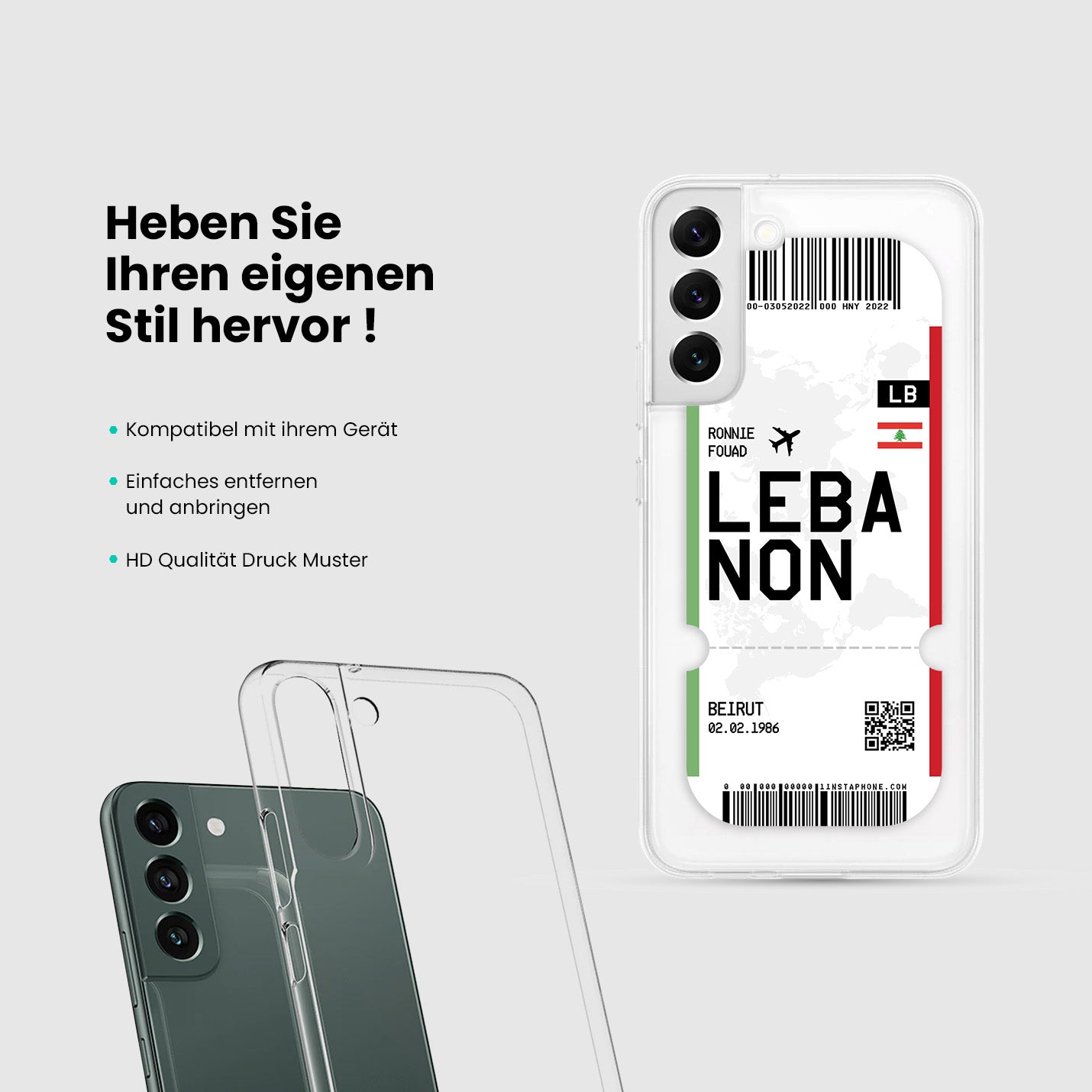 Handyhülle im Ticket Design - Libanon - 1instaphone