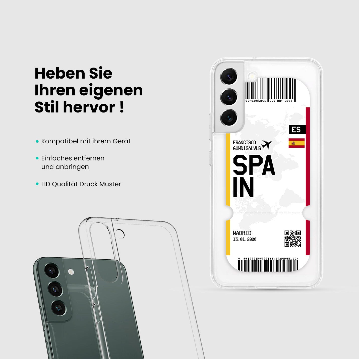 Handyhülle im Ticket Design - Spanien - 1instaphone