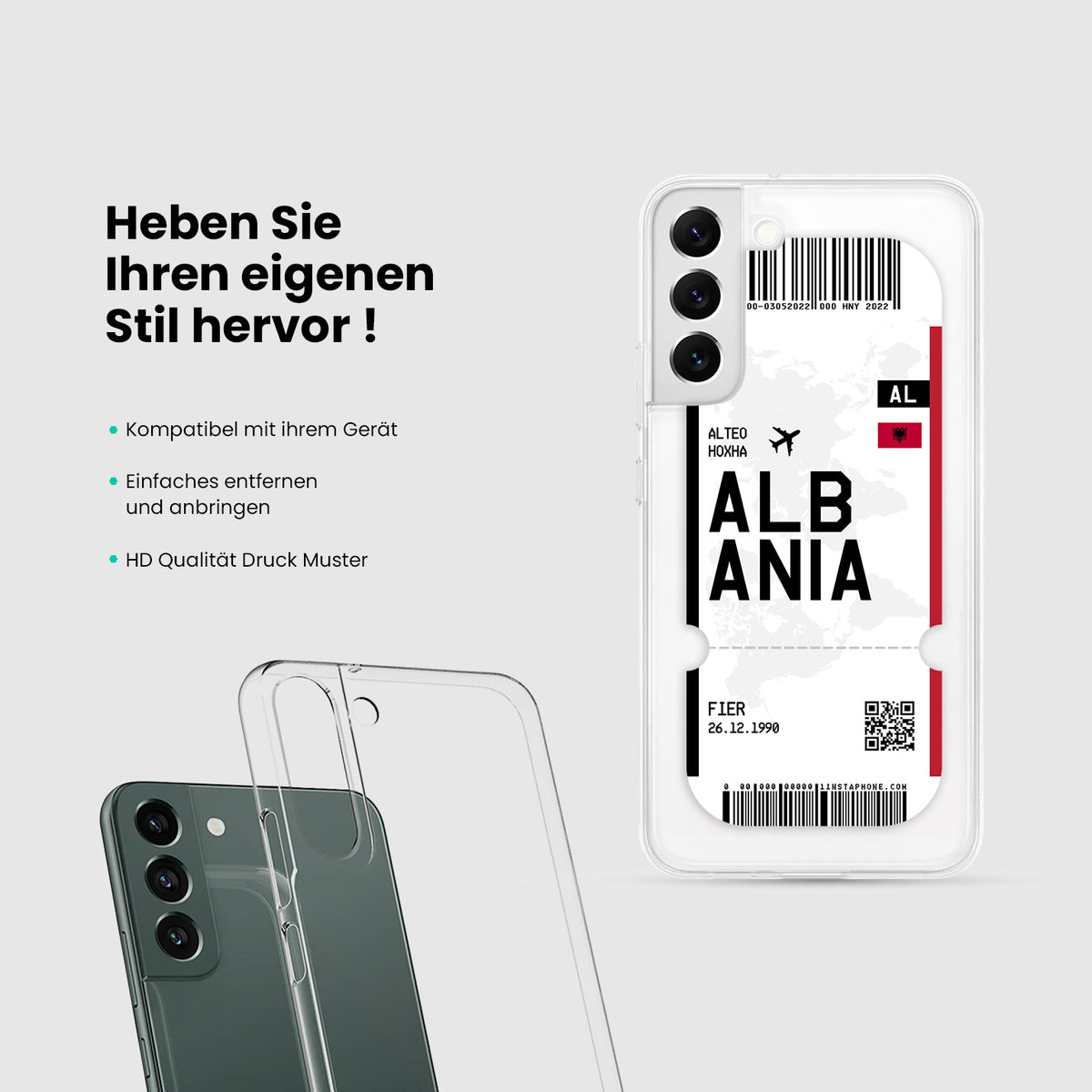 Handyhülle im Ticket Design - Albanien - 1instaphone