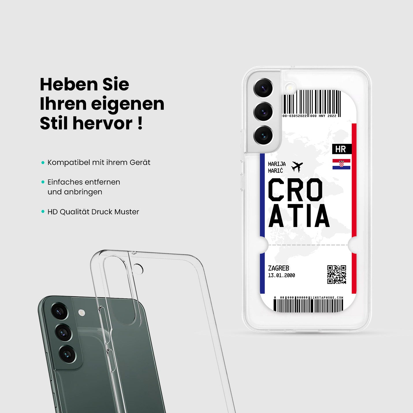 Handyhülle im Ticket Design - Kroatien - 1instaphone