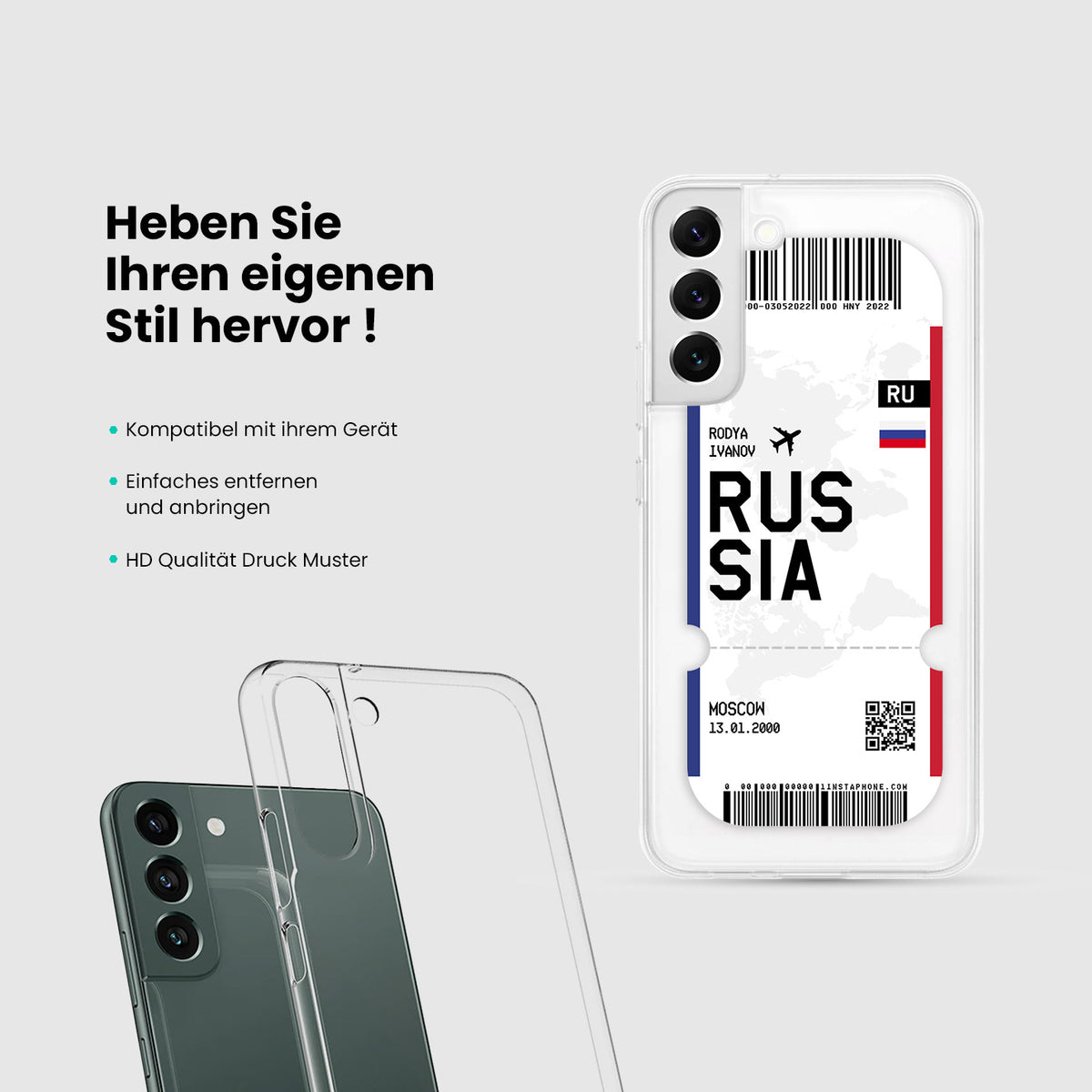 Handyhülle im Ticket Design - Russland - 1instaphone