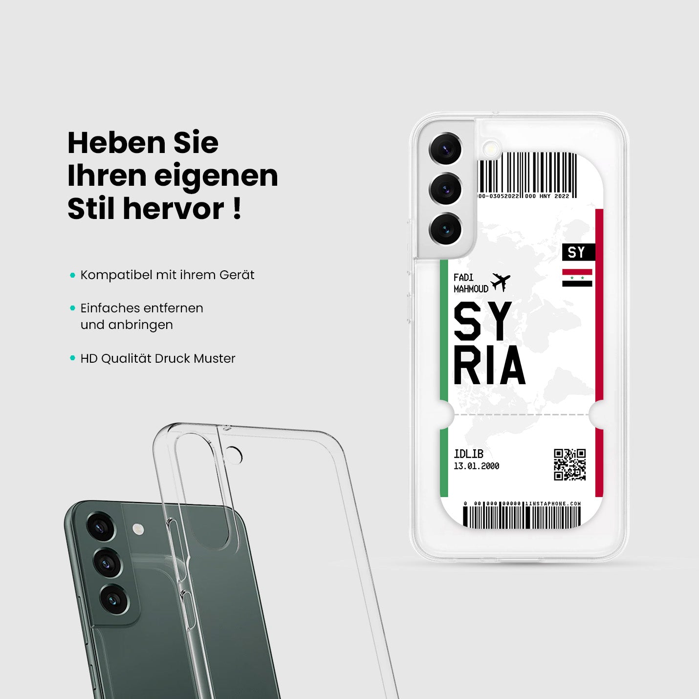 Handyhülle im Ticket Design - Syrien - 1instaphone