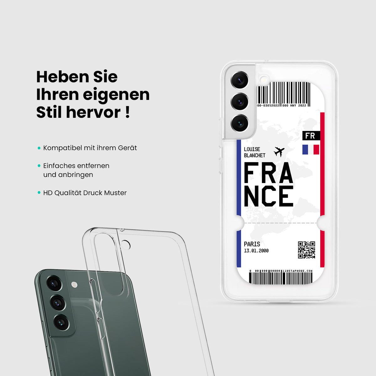 Handyhülle im Ticket Design - Frankreich - 1instaphone