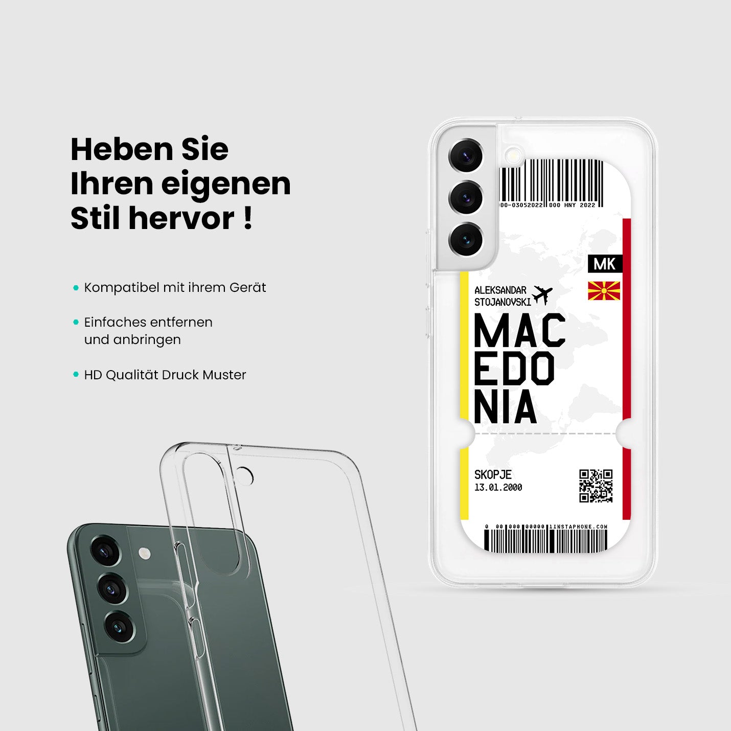Handyhülle im Ticket Design - Mazedonien - 1instaphone