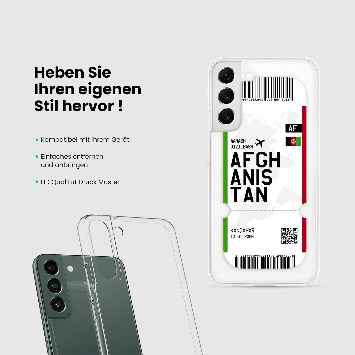 Handyhülle im Ticket Design - Afghanistan - 1instaphone