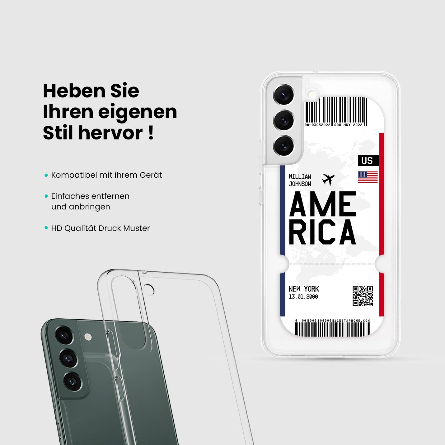 Handyhülle im Ticket Design - Amerika - USA - 1instaphone