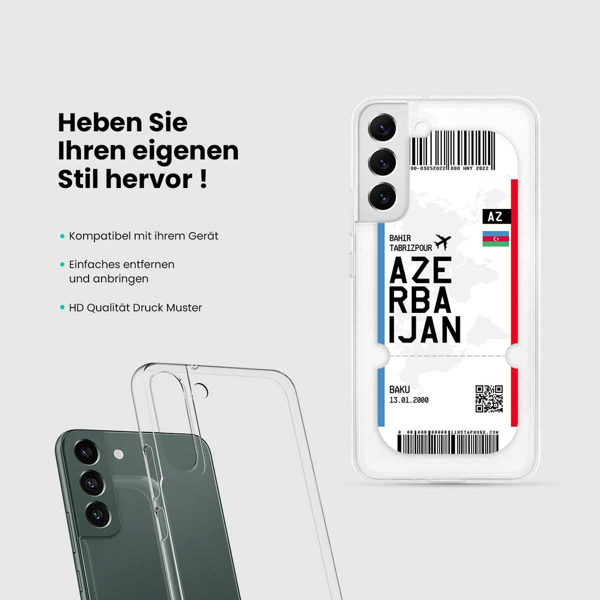 Handyhülle im Ticket Design - Aserbaidschan - 1instaphone