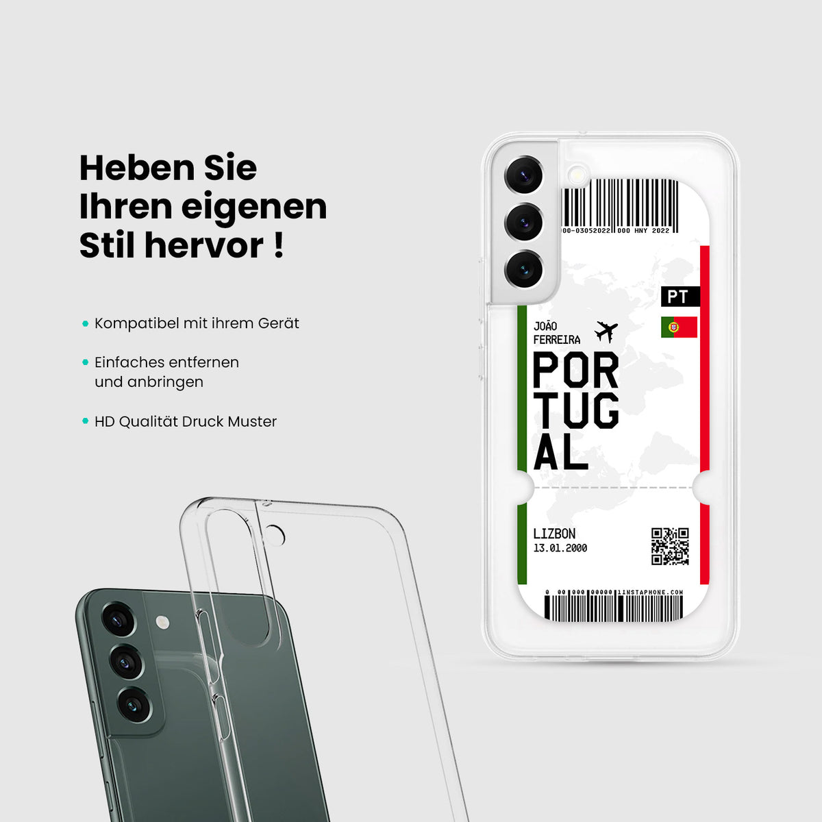 Handyhülle im Ticket Design - Portugal - 1instaphone