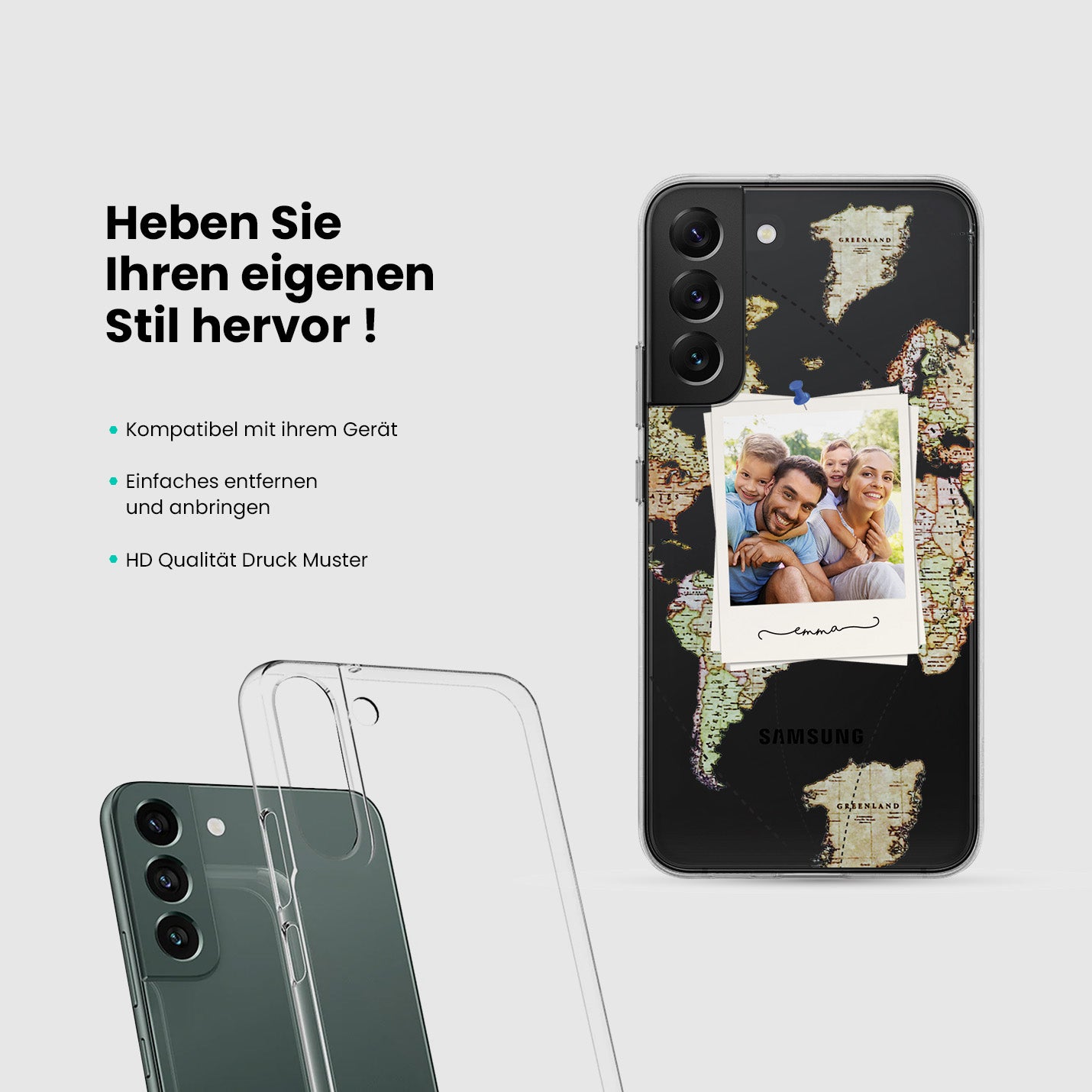 Handyhülle mit Wunschfoto Weltkarte - 1instaphone