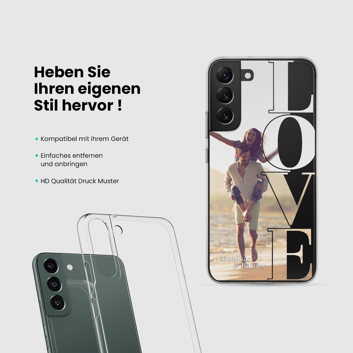 Handyhülle mit Wunschfoto und Text Love Vertical - 1instaphone