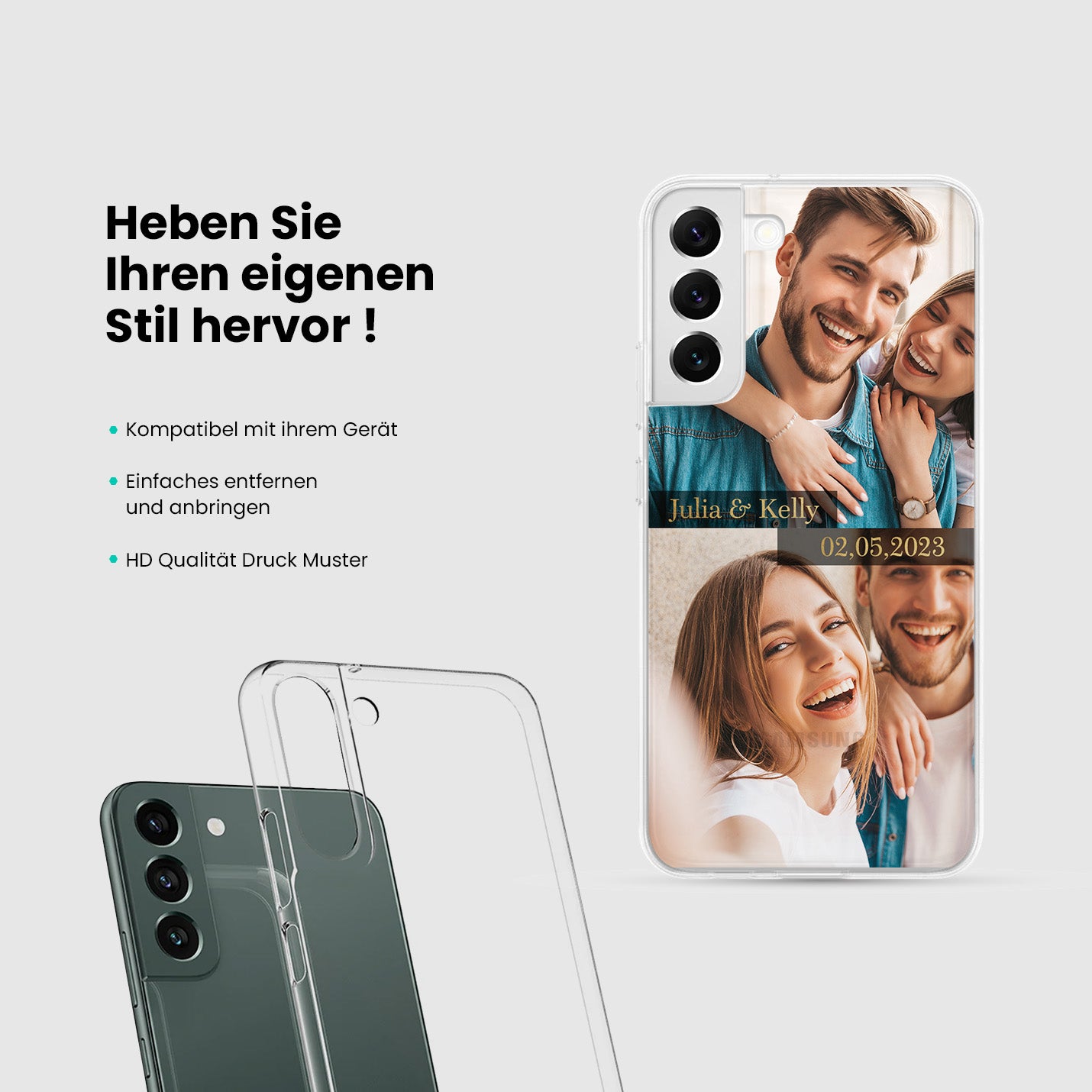 Handyhüllen mit Wunschfoto und Datum - 1instaphone