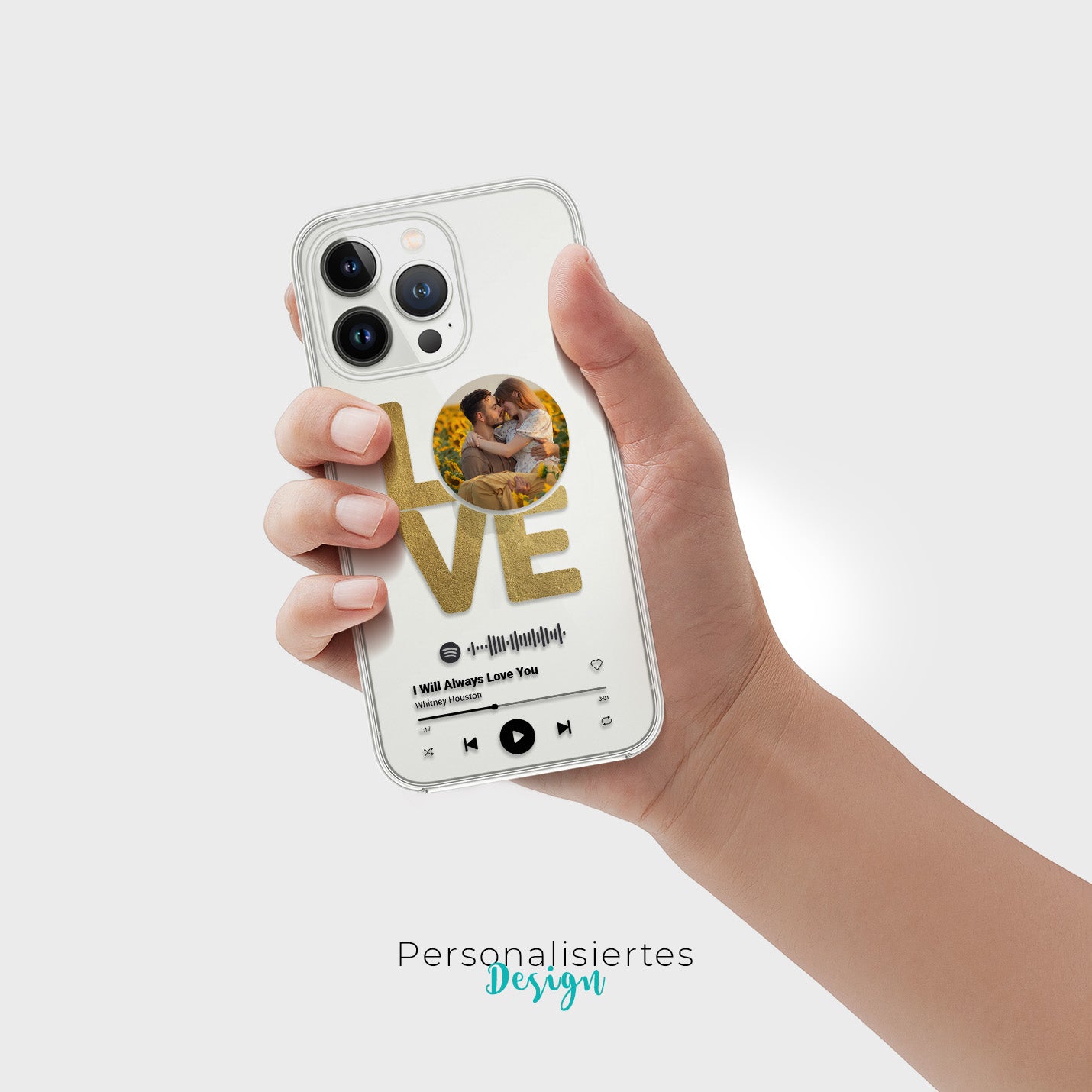 Handyhülle Durchsichtig Spotify Design Love - 1instaphone