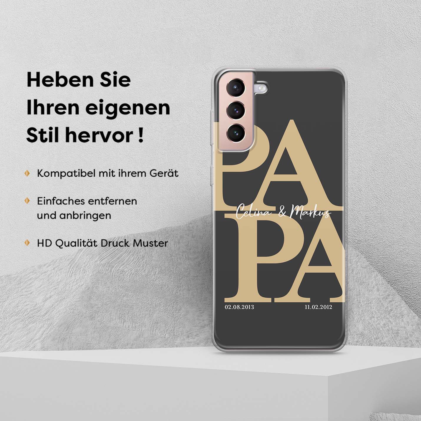 Handyhülle PAPA - Name - Datum 2 - 1instaphone