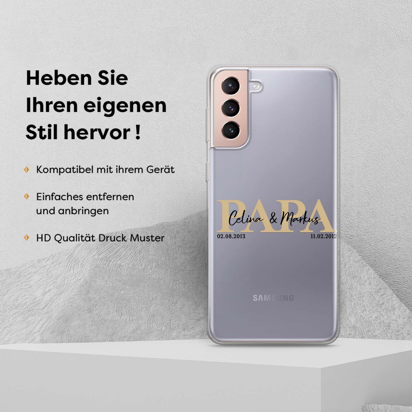 Handyhülle PAPA - Name - Datum - 1instaphone