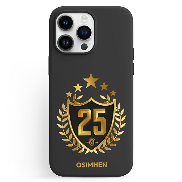 Personalisierte Galatasaray Handyhülle - Şampiyon 2025  Trikotnummer Gold Şampiyon