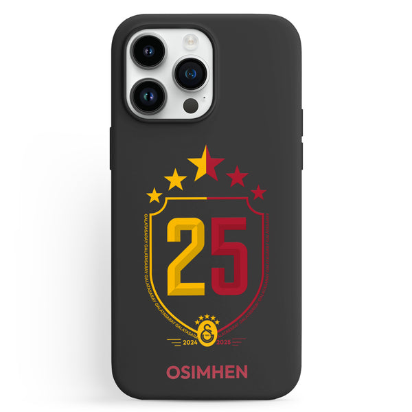 Personalisierte Galatasaray Handyhülle - Şampiyon 2025  Trikotnummer Wappen Gelb Rot