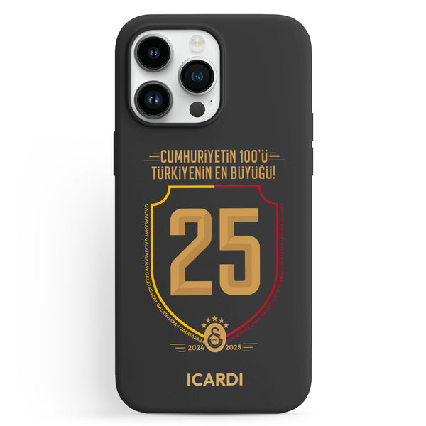 Personalisierte Galatasaray Handyhülle - Şampiyon 2025 Wappen Trikotnummer