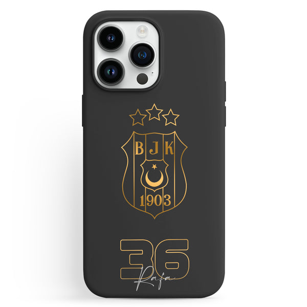 Besiktas Hülle mit Wunschname Gold Logo