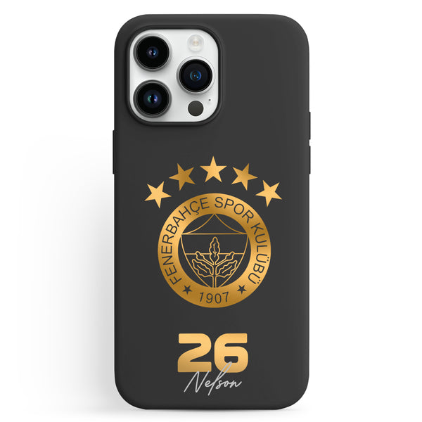 Fenerbahce Hülle mit Wunschname Gold Logo