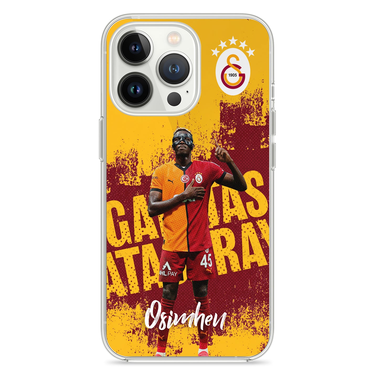 Personalisierte Galatasaray Handyhülle - Şampiyon 2025  Streifen Gold Rot  ICARDI - 1instaphone