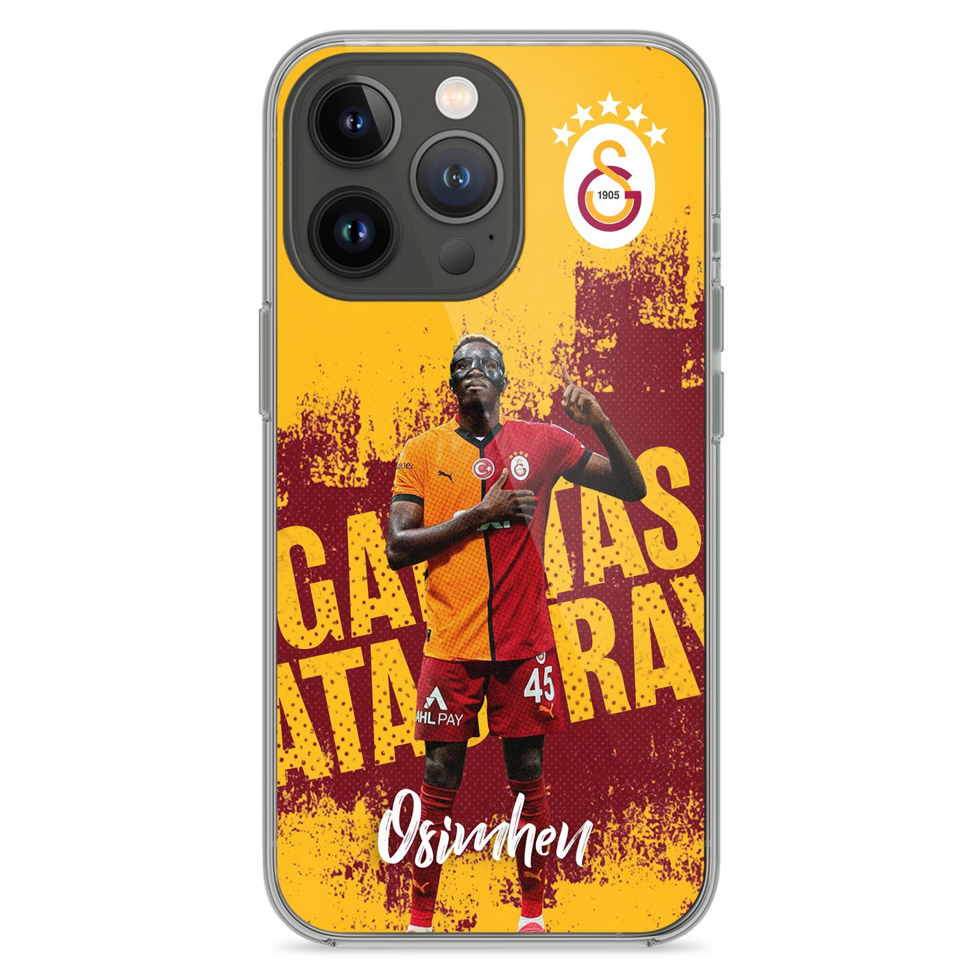 Personalisierte Galatasaray Handyhülle - Şampiyon 2025  Streifen Gold Rot  ICARDI - 1instaphone