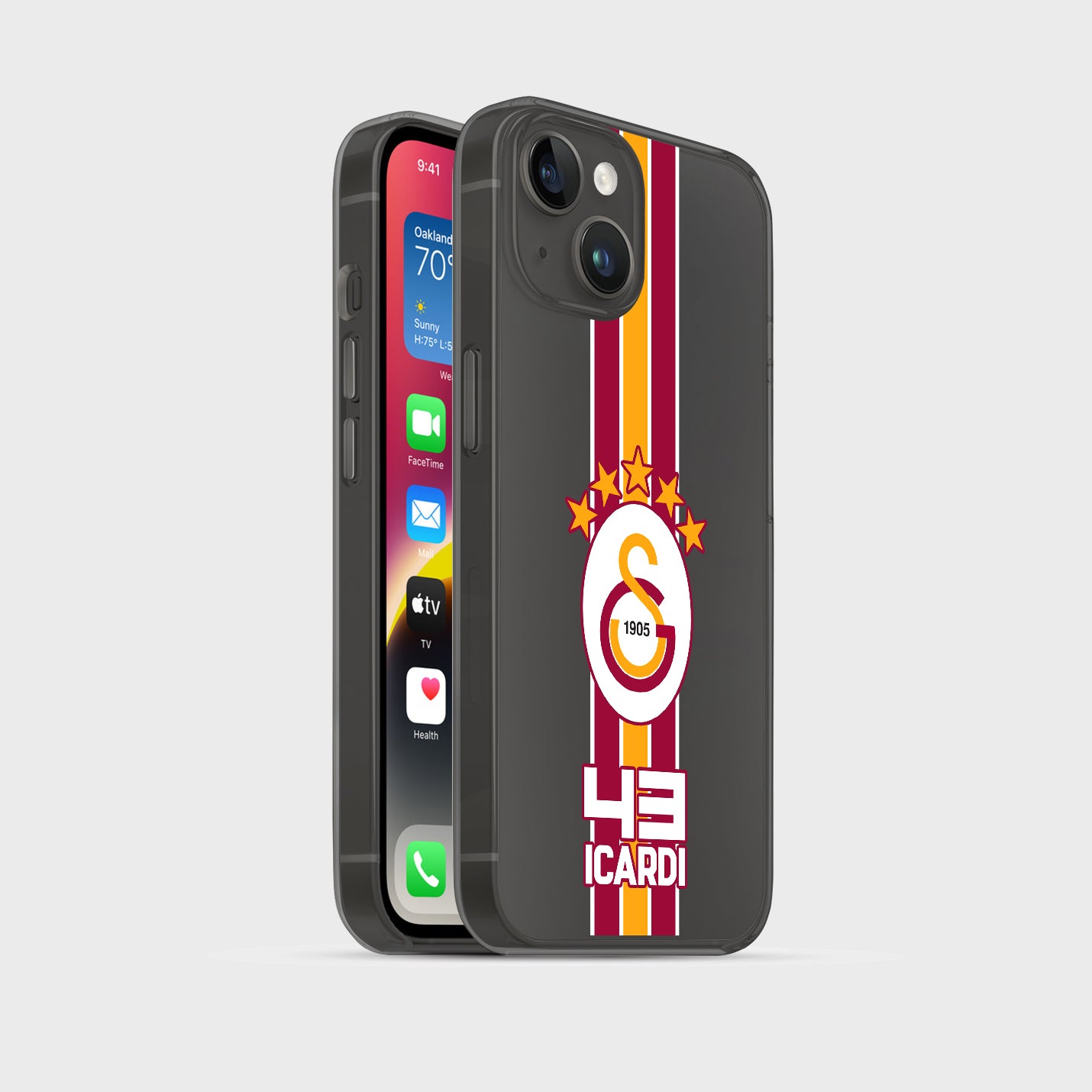 Personalisierte Galatasaray Handyhülle - Şampiyon 2025  Streifen Gold Rot Logo