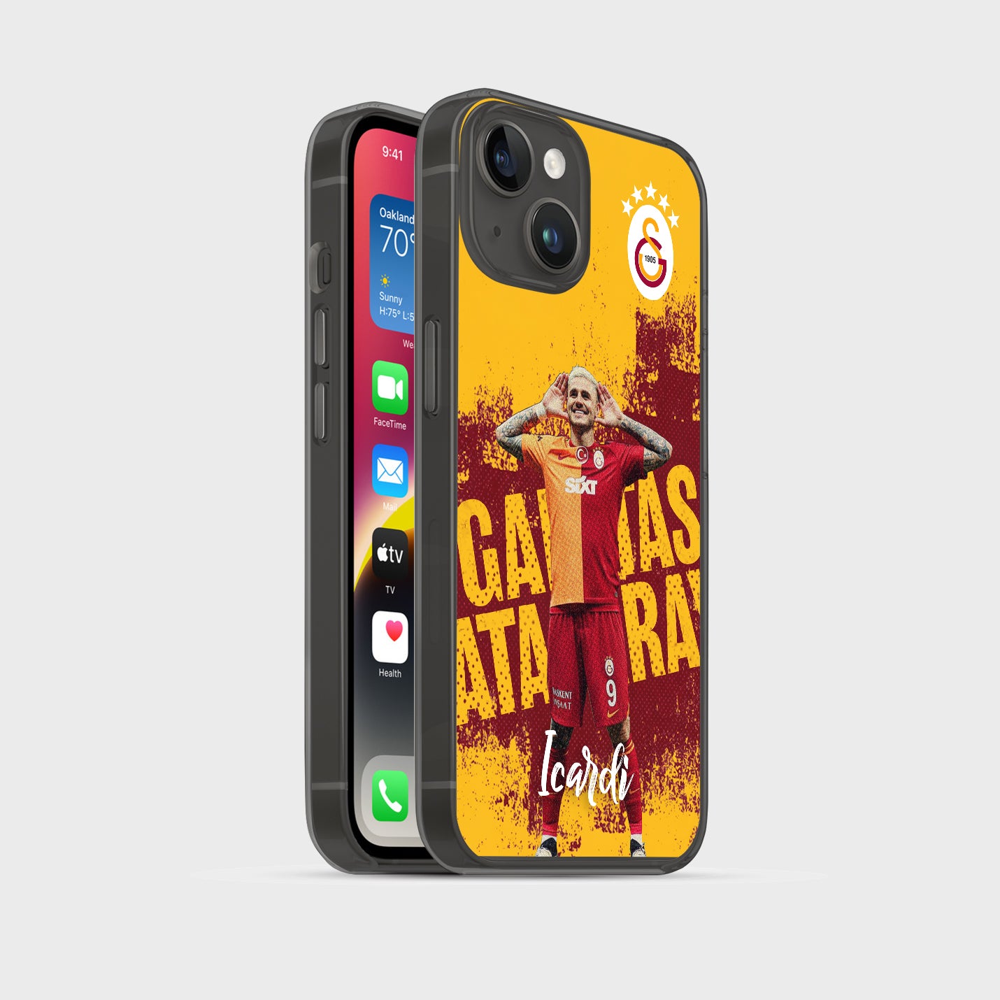 Personalisierte Galatasaray Handyhülle - Şampiyon 2025  Streifen Gold Rot  ICARDI (Kopya) - 1instaphone