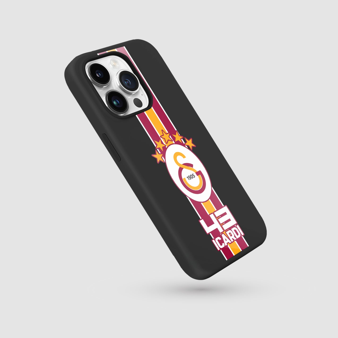 Personalisierte Galatasaray Handyhülle - Şampiyon 2025  Streifen Gold Rot Logo