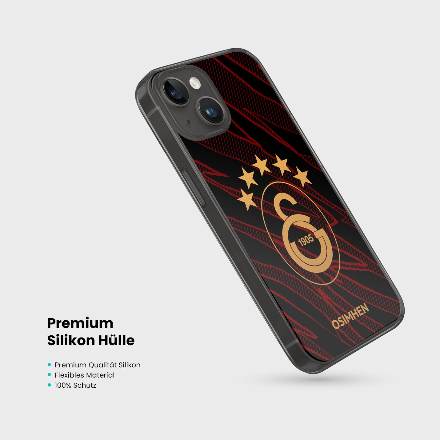 Personalisierte Galatasaray Handyhülle - Şampiyon 2025 Schwarz