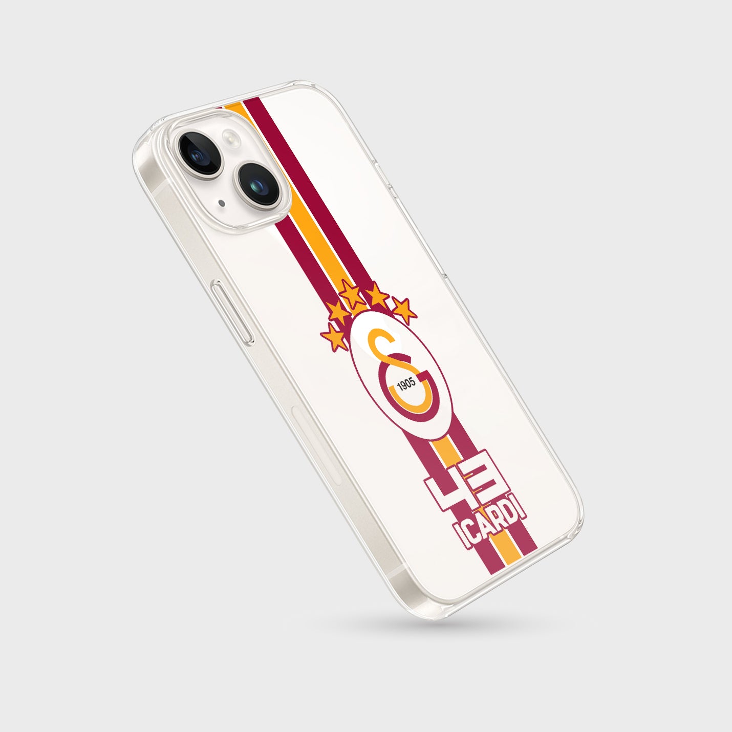 Personalisierte Galatasaray Handyhülle - Şampiyon 2025  Streifen Gold Rot Logo