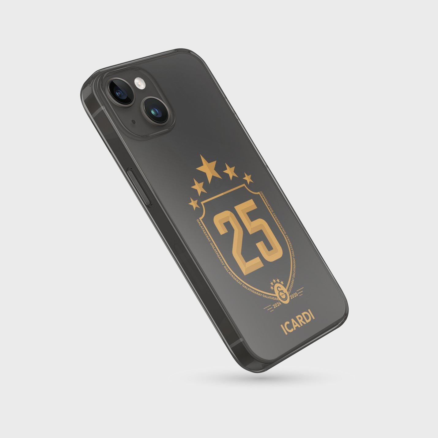Personalisierte Galatasaray Handyhülle - Şampiyon 2025  Trikotnummer Wappen Gold