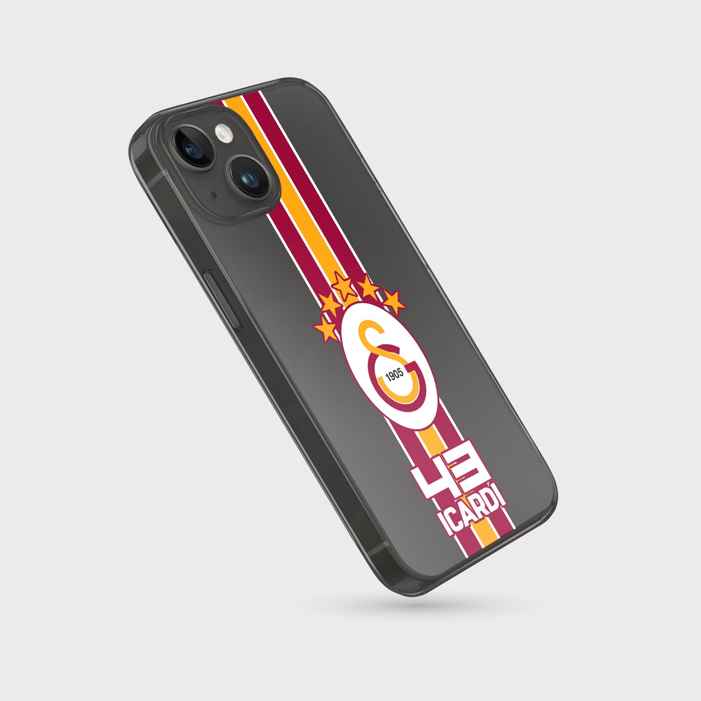 Personalisierte Galatasaray Handyhülle - Şampiyon 2025  Streifen Gold Rot Logo