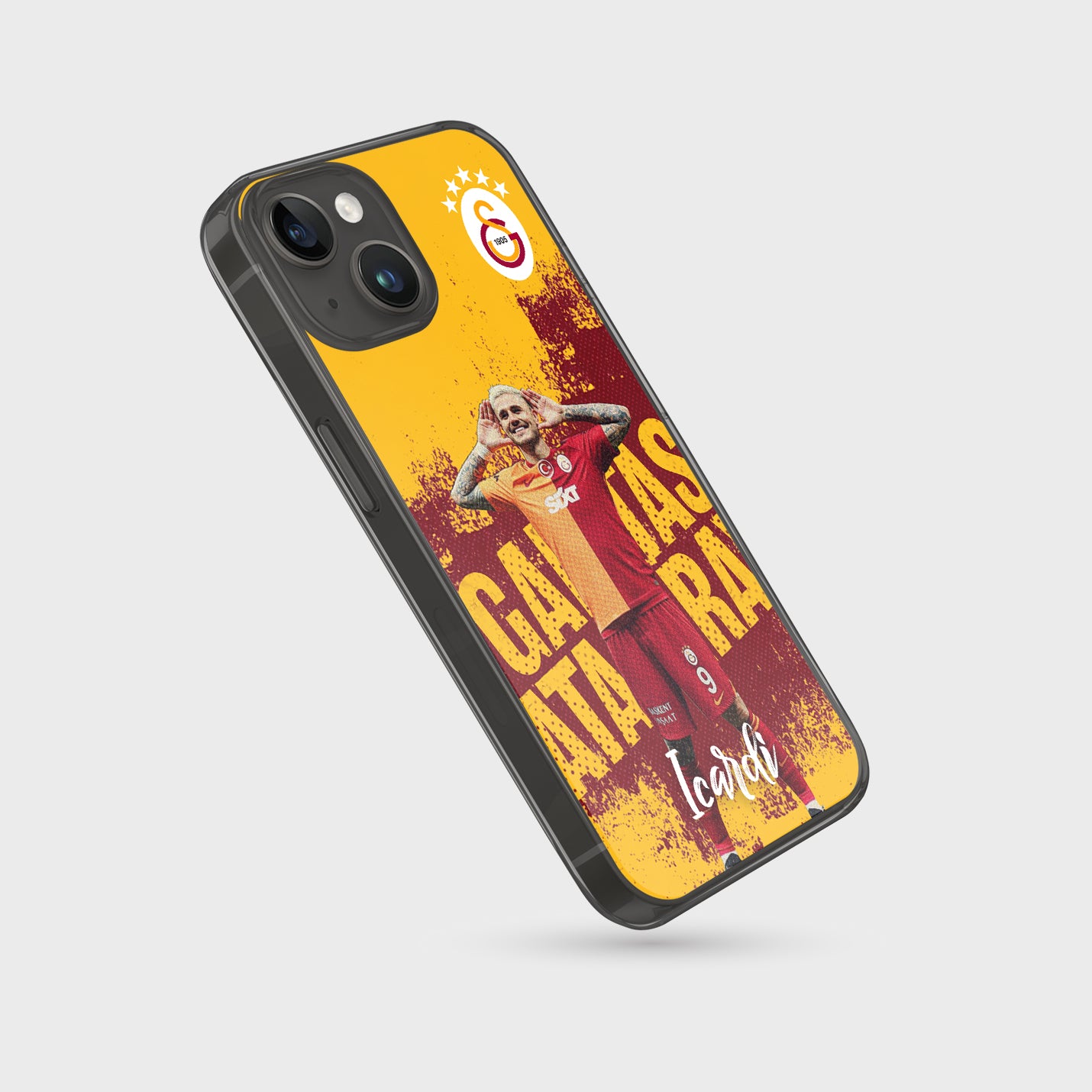 Personalisierte Galatasaray Handyhülle - Şampiyon 2025  Streifen Gold Rot  ICARDI (Kopya) - 1instaphone