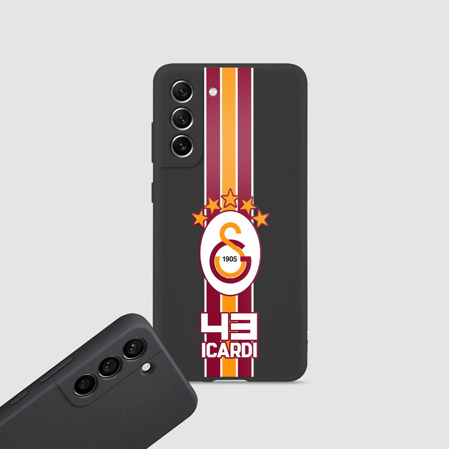 Personalisierte Galatasaray Handyhülle - Şampiyon 2025  Streifen Gold Rot Logo