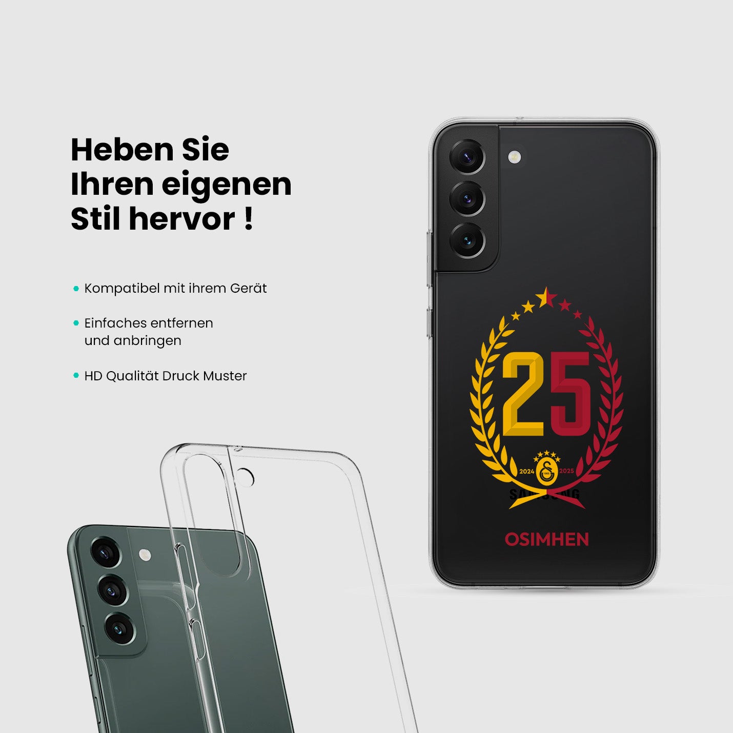 Personalisierte Galatasaray Handyhülle - Şampiyon 2025  Trikotnummer Şampiyon