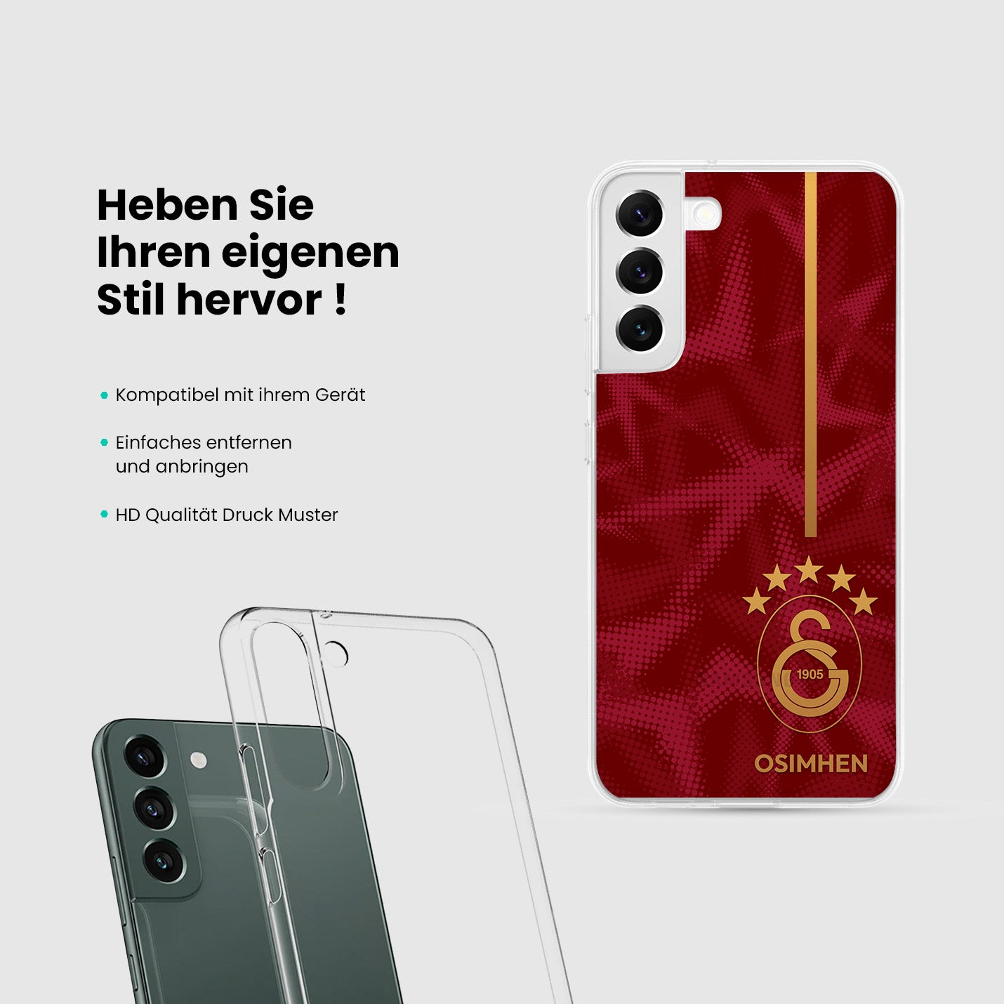 Personalisierte Galatasaray Handyhülle - Şampiyon 2025 Sultan Red Pattern