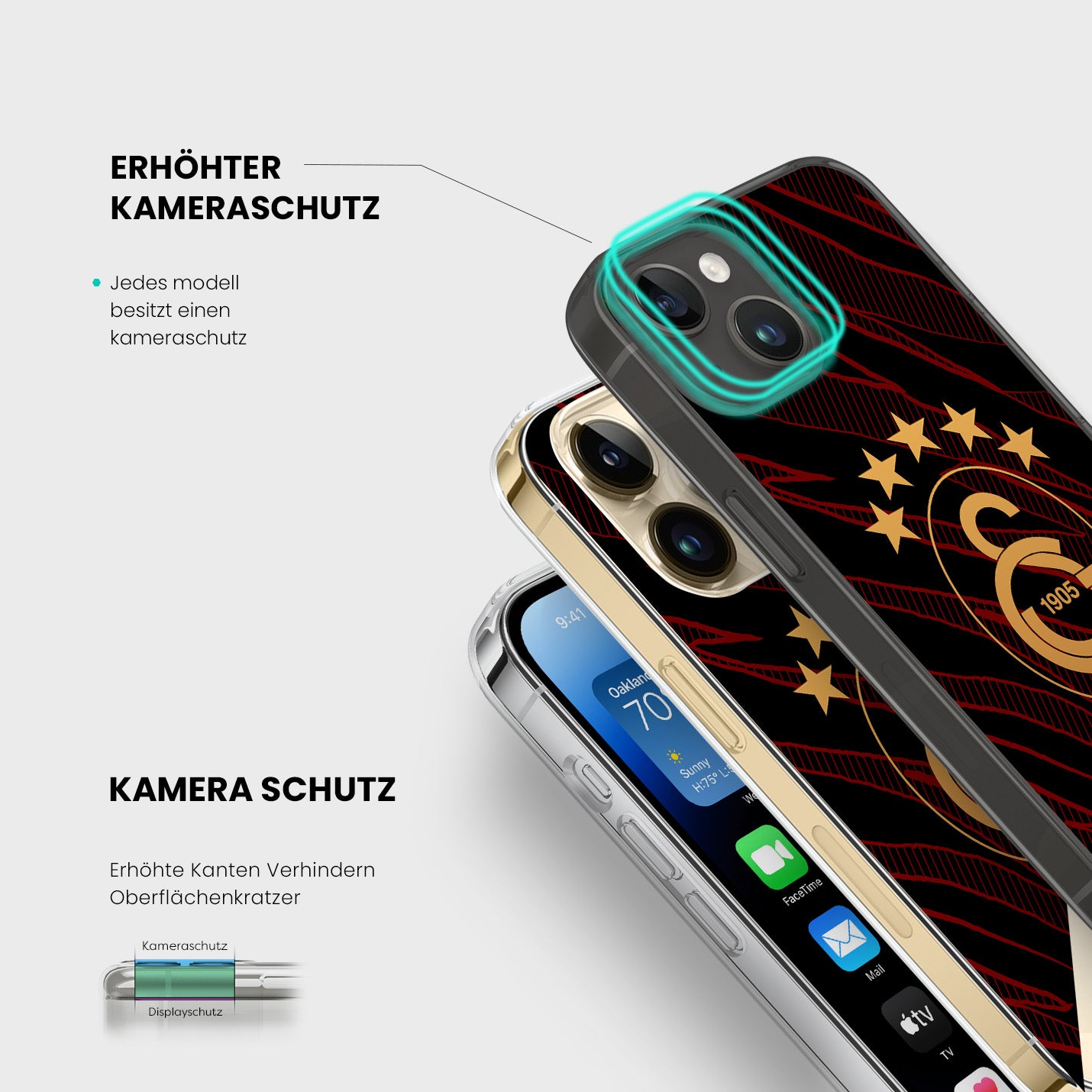 Personalisierte Galatasaray Handyhülle - Şampiyon 2025 Schwarz