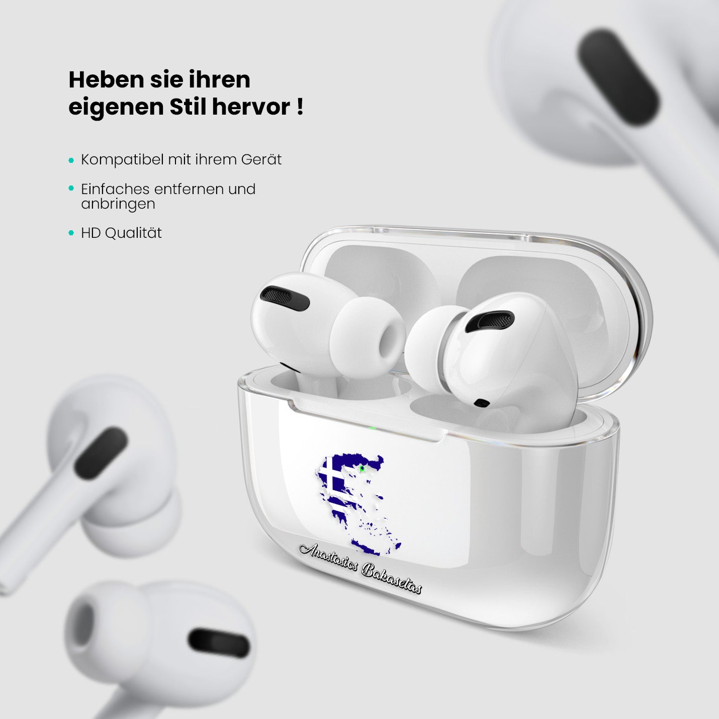 Airpods Hülle - Griechenland Flagge - 1instaphone