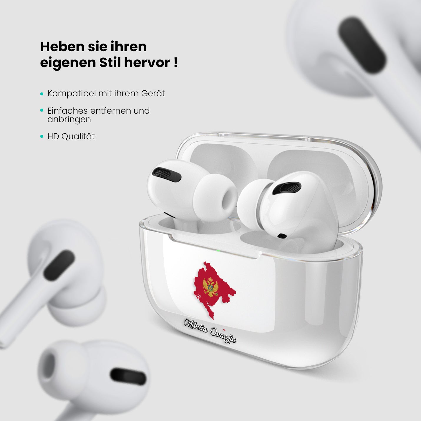 Airpods Hülle - Montenegro Flagge