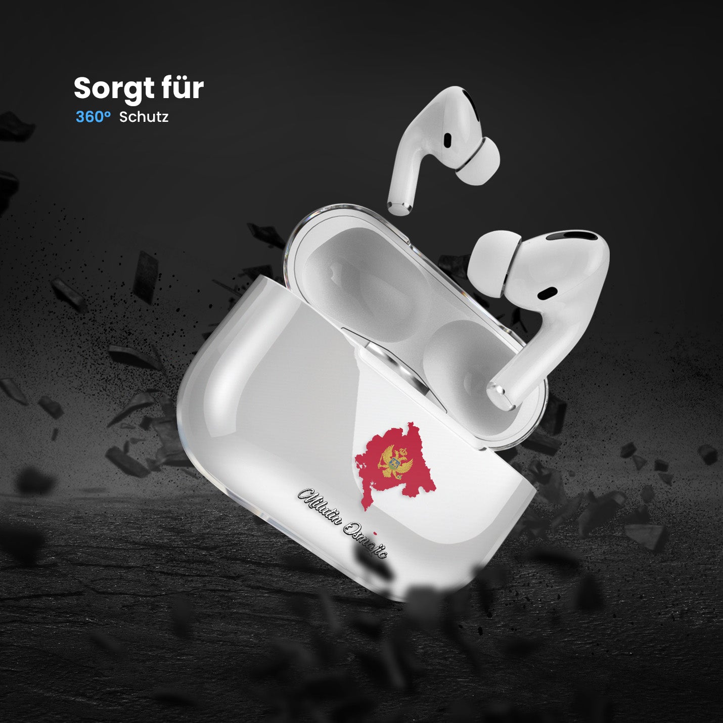 Airpods Hülle - Montenegro Flagge