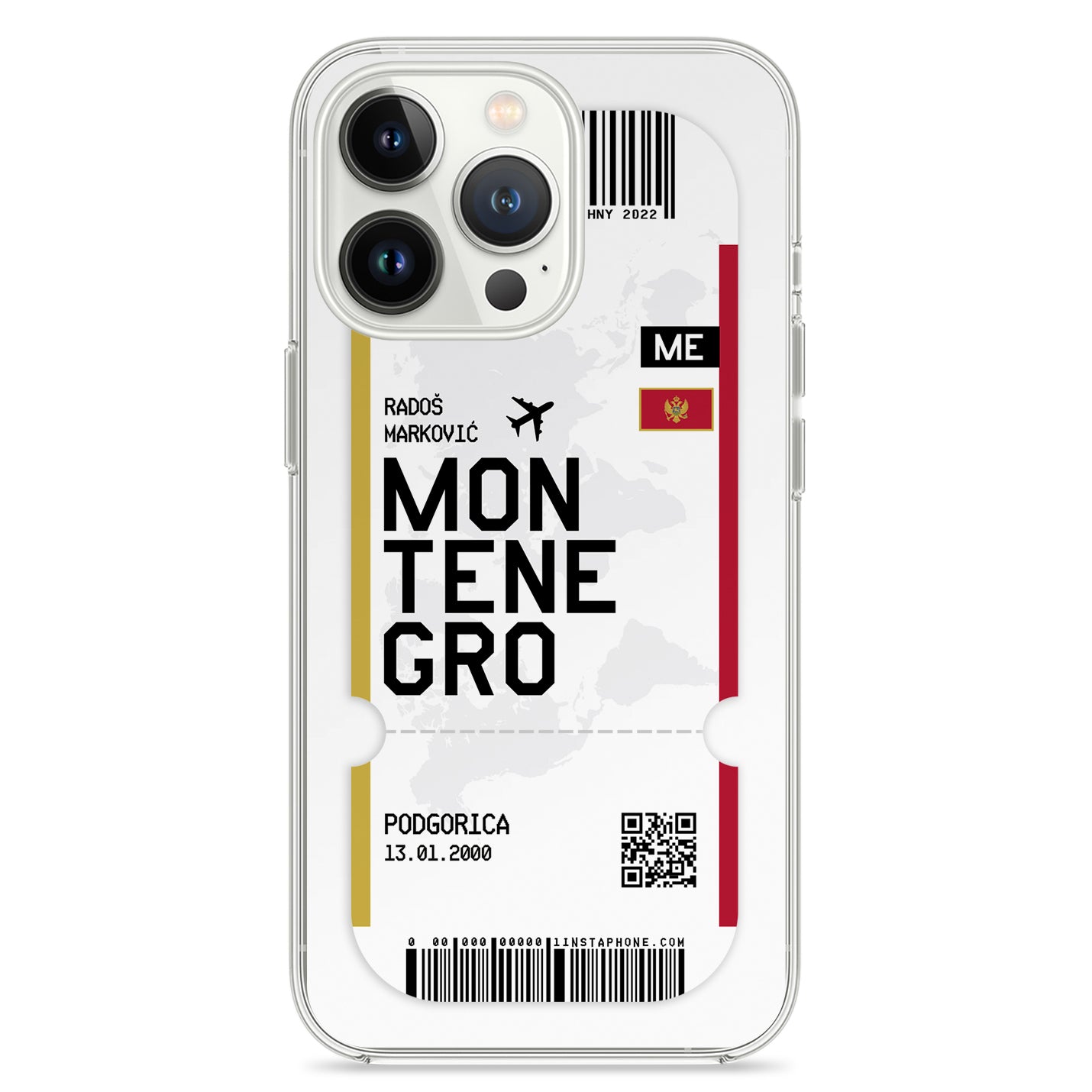 Handyhülle im Ticket Design - Montenegro - 1instaphone