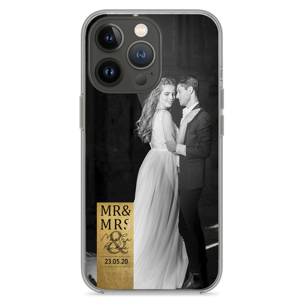 Mobile phone cases with desired photo and date Mr. & Mrs.