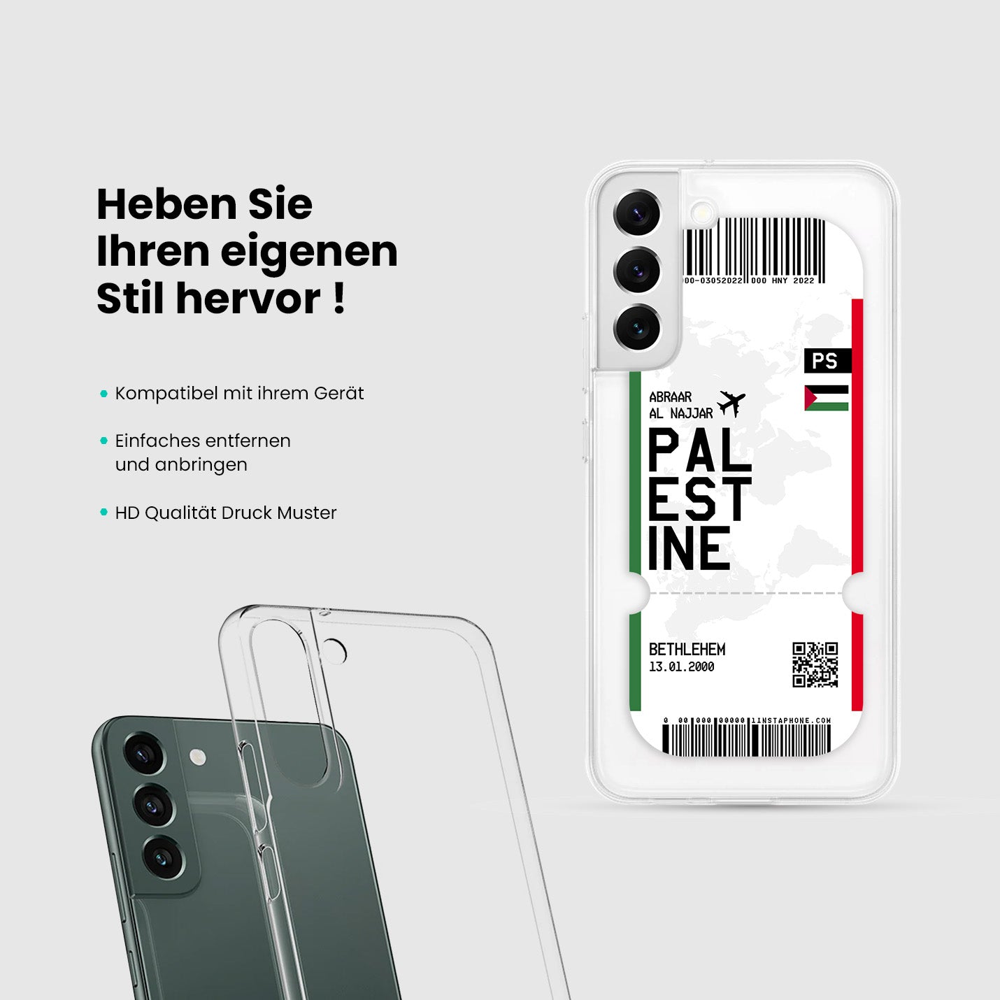 Handyhülle im Ticket Design - Palästina - 1instaphone