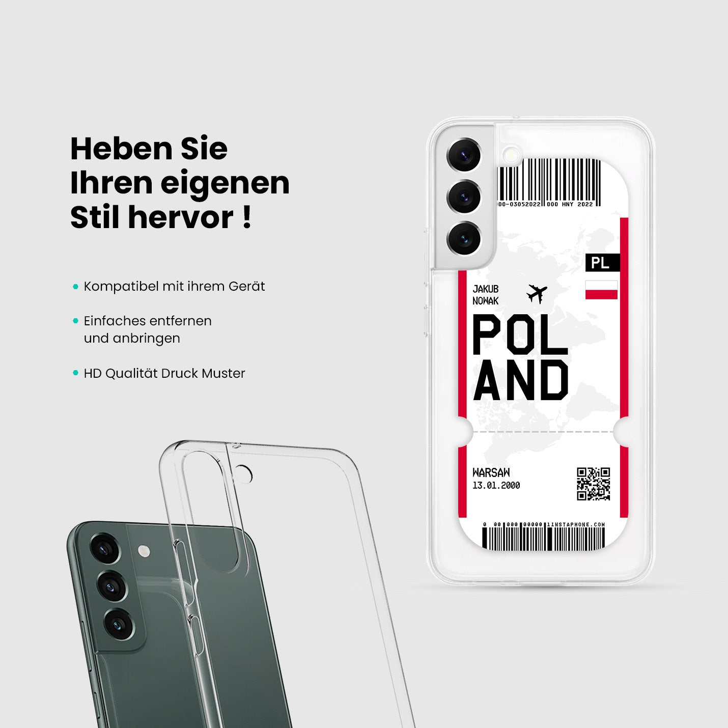 Handyhülle im Ticket Design - Polen - 1instaphone