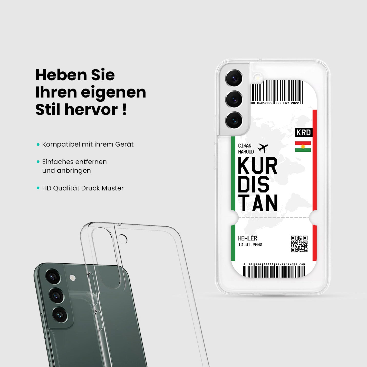 Handyhülle im Ticket Design - Kurdistan - 1instaphone