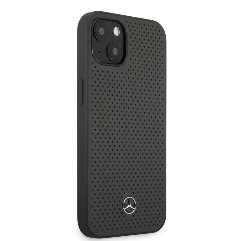 Mercedes-Benz Mercedes-Benz iPhone 13 Mini Hardcase Backcover - Real Leather - Perforated - Grey - 1instaphone