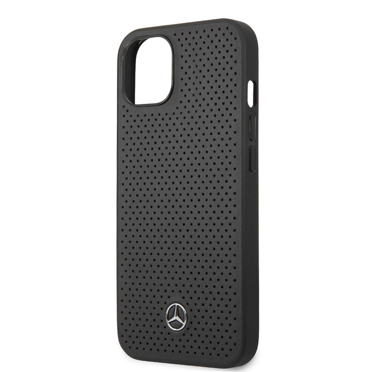 Mercedes-Benz Mercedes-Benz iPhone 13 Mini Hardcase Backcover - Real Leather - Perforated - Grey - 1instaphone